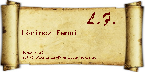 Lőrincz Fanni névjegykártya